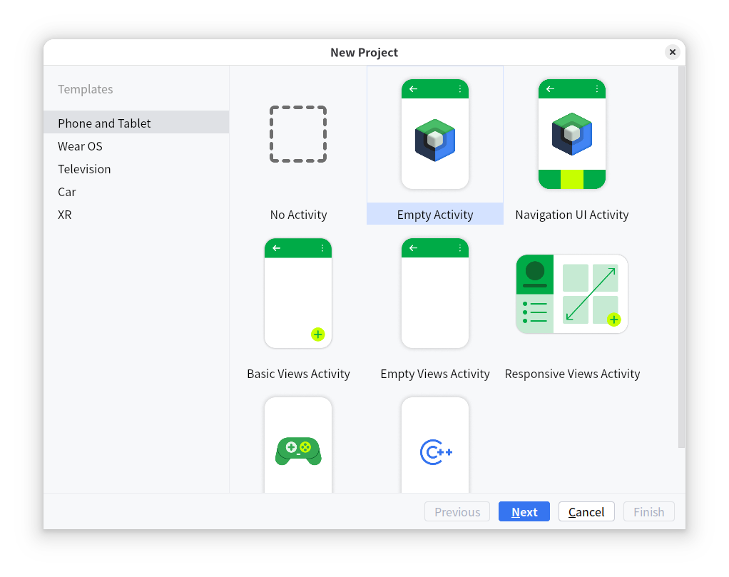 选择带Compose图标的这个空模板